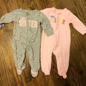 Lot of 2 Little Sister One-Piece Footed Sleep Play